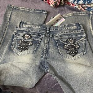 Women's Blue Embellished Jeans